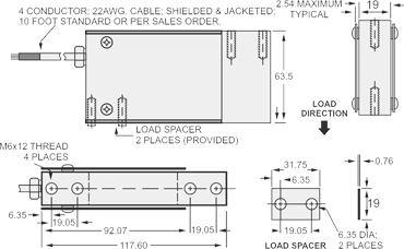 Packaging Machinery Load Cell - dimensions